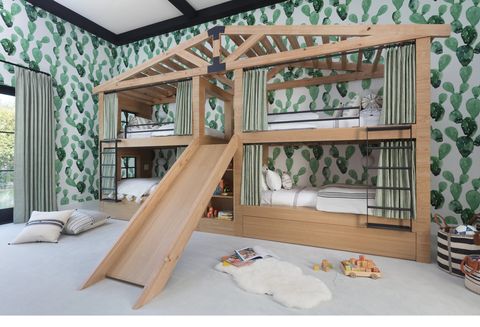 bunk room with slide