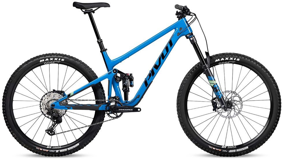 a blue and black mountain bike