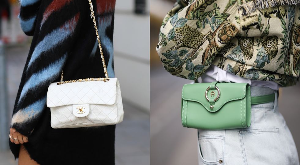 White, Street fashion, Green, Fashion, Bag, Fashion accessory, Design, Handbag, Leather, Pattern, 
