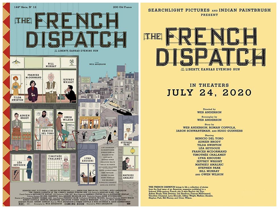 Wes Anderson 第十部電影作品《法蘭西特派》（The French Dispatch）