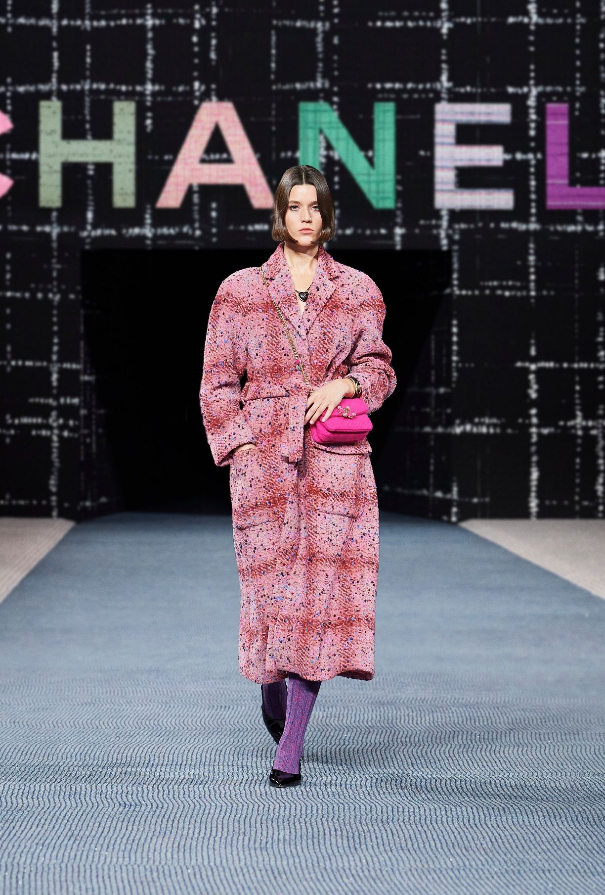 『CHANEL』シャネル　2019秋冬　ピンクツイード　パンツ　ボトムス