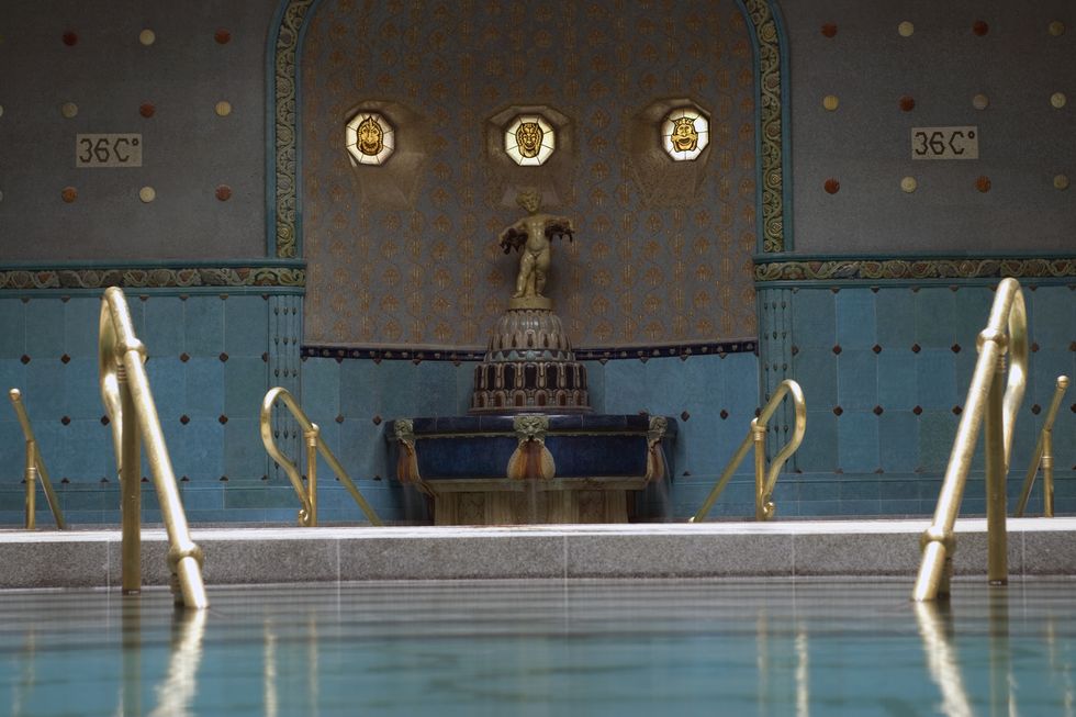 inside the gellert baths in budapest
