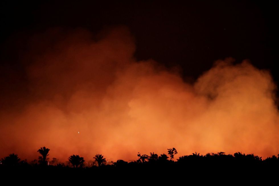 In het Braziliaanse deel van het Amazoneregenwoud woedt een bosbrand in de buurt van Humaita in de deelstaat Amazonas 17 augustus 2019