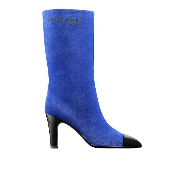 Footwear, Blue, Cobalt blue, Electric blue, Boot, Shoe, High heels, Knee-high boot, Leather, Suede, 