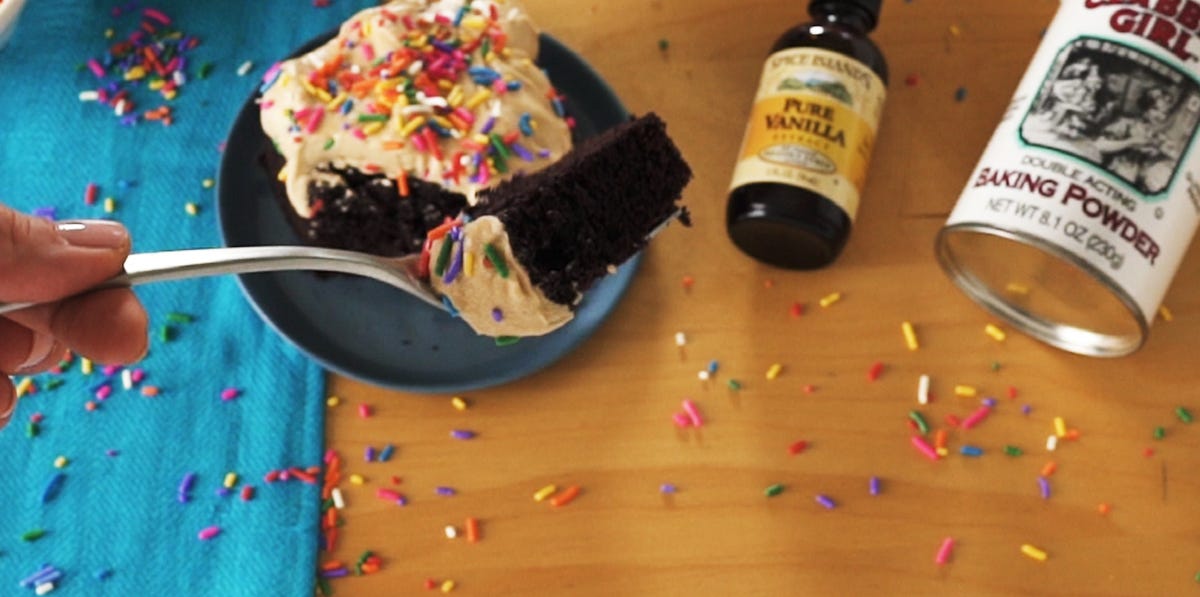 Video player poster image preview for Dalgona Frosted Fudge Cake Is Pure Decadence