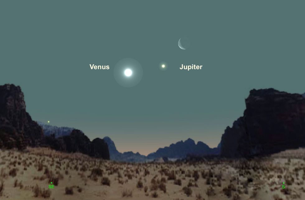 Venus Jupiter en de maan vormen op 30 januari een stralend drietal