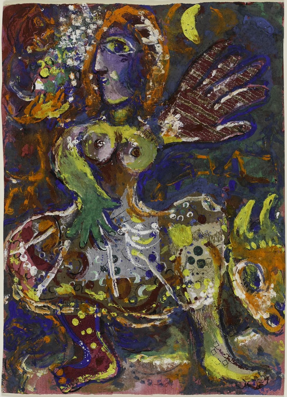 marc chagall, femme aux mains rouges et vertes, don de mme meret meyer