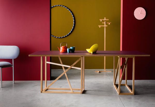Furniture, Table, Red, Room, Yellow, Interior design, Orange, Desk, Wall, Chair, 