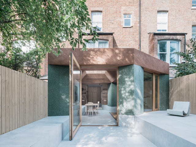 extension of mansion house into garden