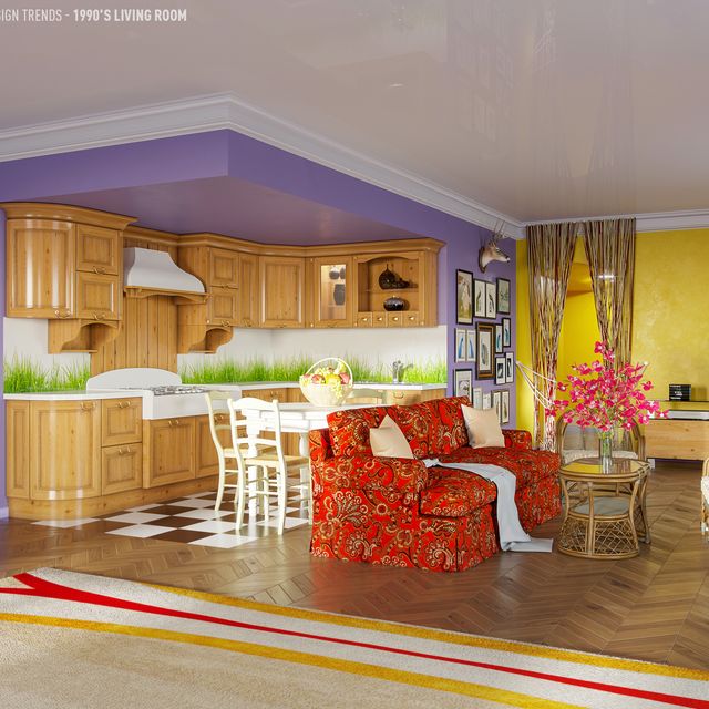 Room, Property, Furniture, Interior design, Living room, Yellow, Floor, Building, Ceiling, Home, 