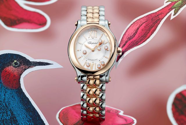 Chopard Happy Sport Oval腕錶，玫瑰金及精鋼款式，配備拋光錶圈及雙色錶鏈，定價NT$ 484,000