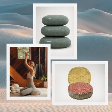 collection of meditation cushions and a seated structure