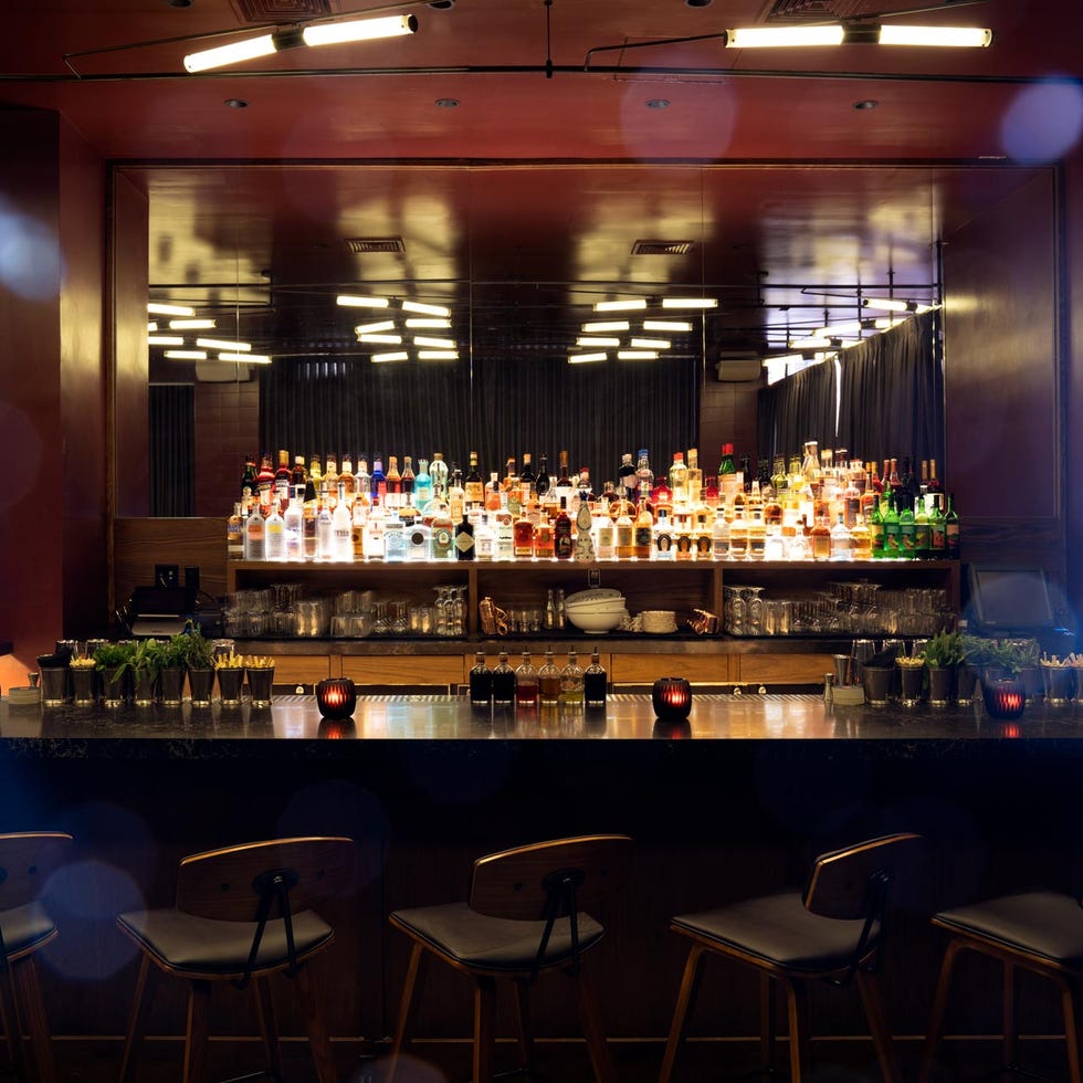 a bar with a bar and stools