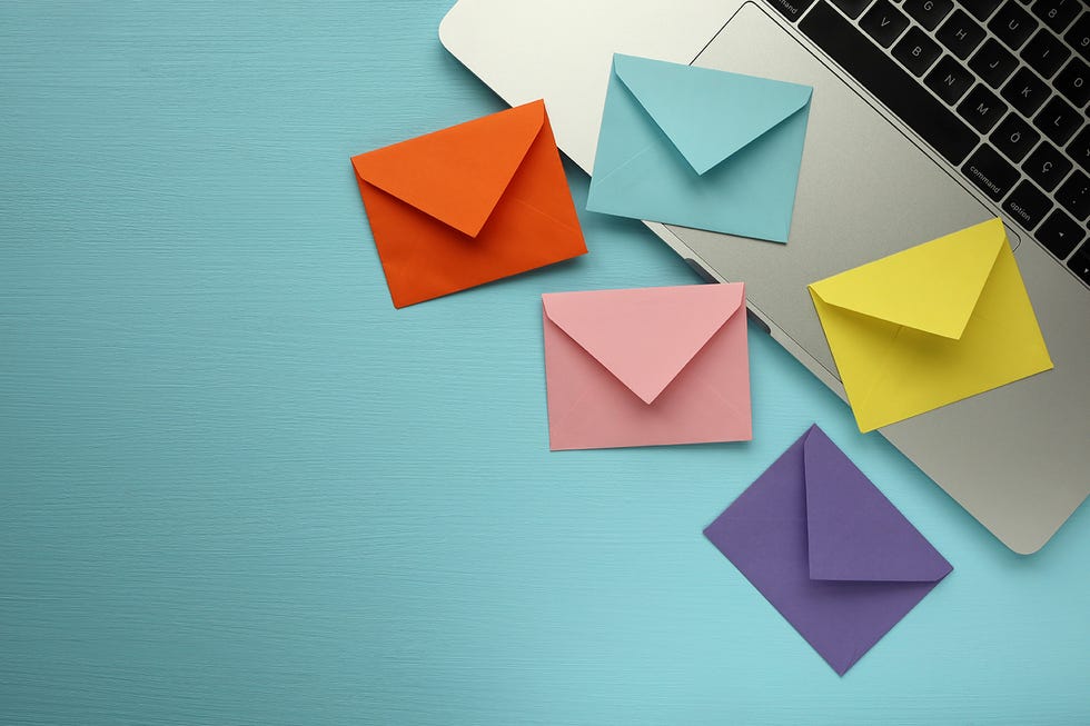 colorful envelopes on laptop