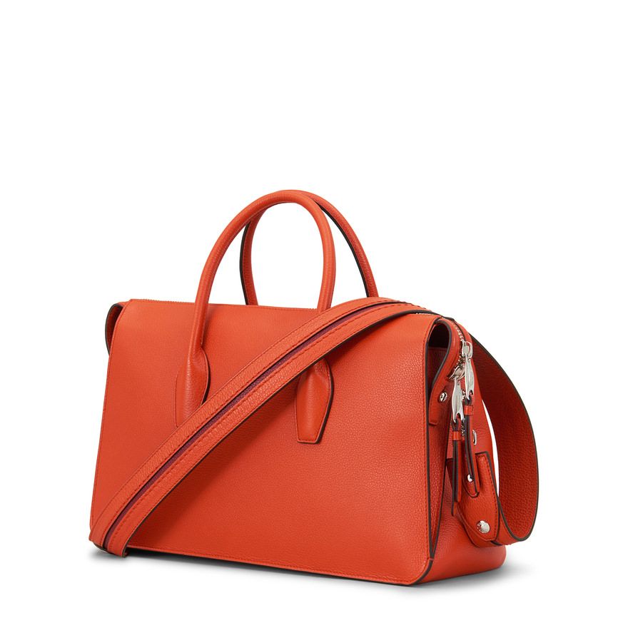 Handbag, Bag, Orange, Tan, Fashion accessory, Leather, Brown, Shoulder bag, Luggage and bags, Hand luggage, 
