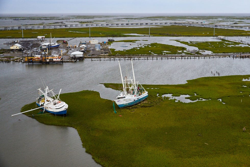 Leeville after Ida De vissersgemeenschap in Leeville in de Amerikaanse staat Louisiana liep grote schade op door orkaan Ida die op 29 augustus als een storm uit de vierde categorie aan land kwam