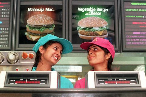 opened in 1996, this mcdonald’s with two enthusiastic employees was the first mcdonald’s in india menu items included maharaja macs and vegetable burgers with cheese