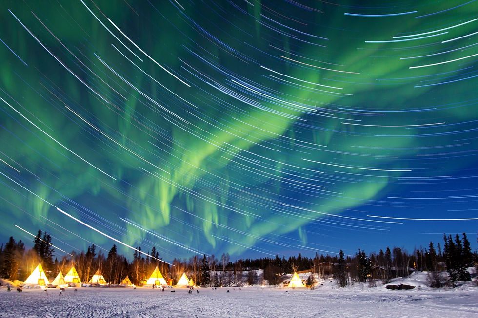 The aurora borealis swirls over Yellowknife the capital of Canadas Northwest Territories