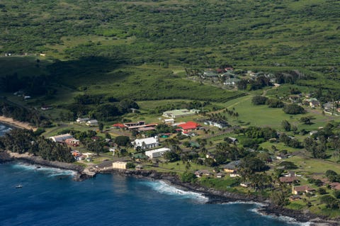 Een luchtfoto van KalaupapaDorp op Molokai