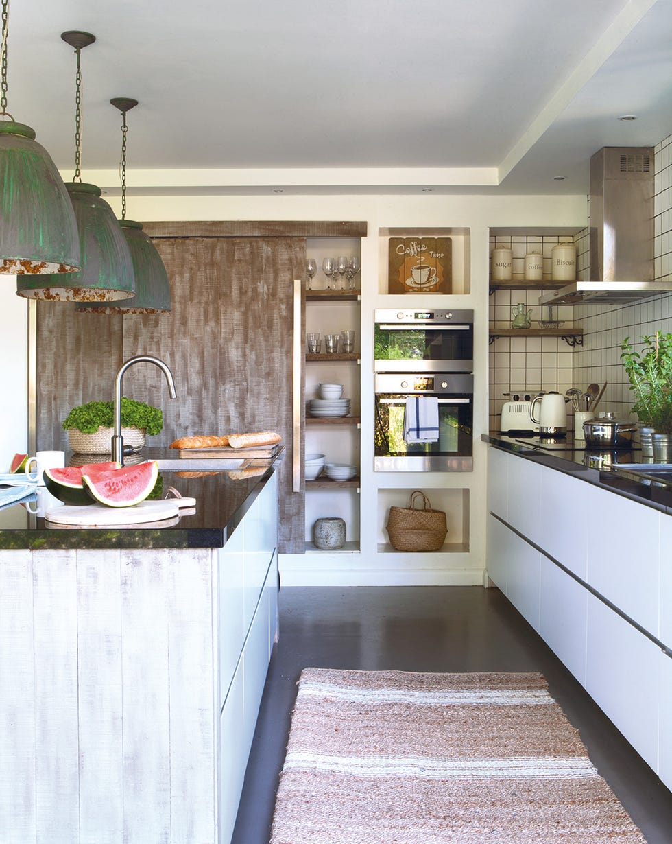 Countertop, Kitchen, Room, White, Furniture, Property, Cabinetry, Interior design, Ceiling, Floor, 