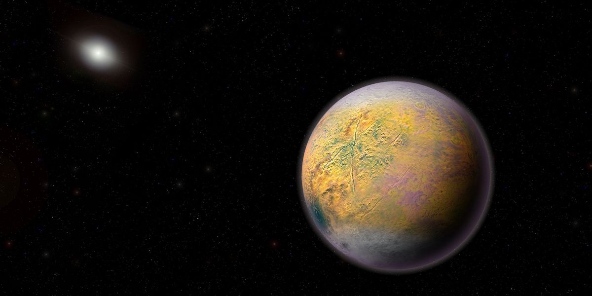 Een afbeelding van planeet X een tot op heden onzichtbare wereld die het middelpunt vormt van banen met kleinere extreem afgelegen objecten zoals 2015 TG387