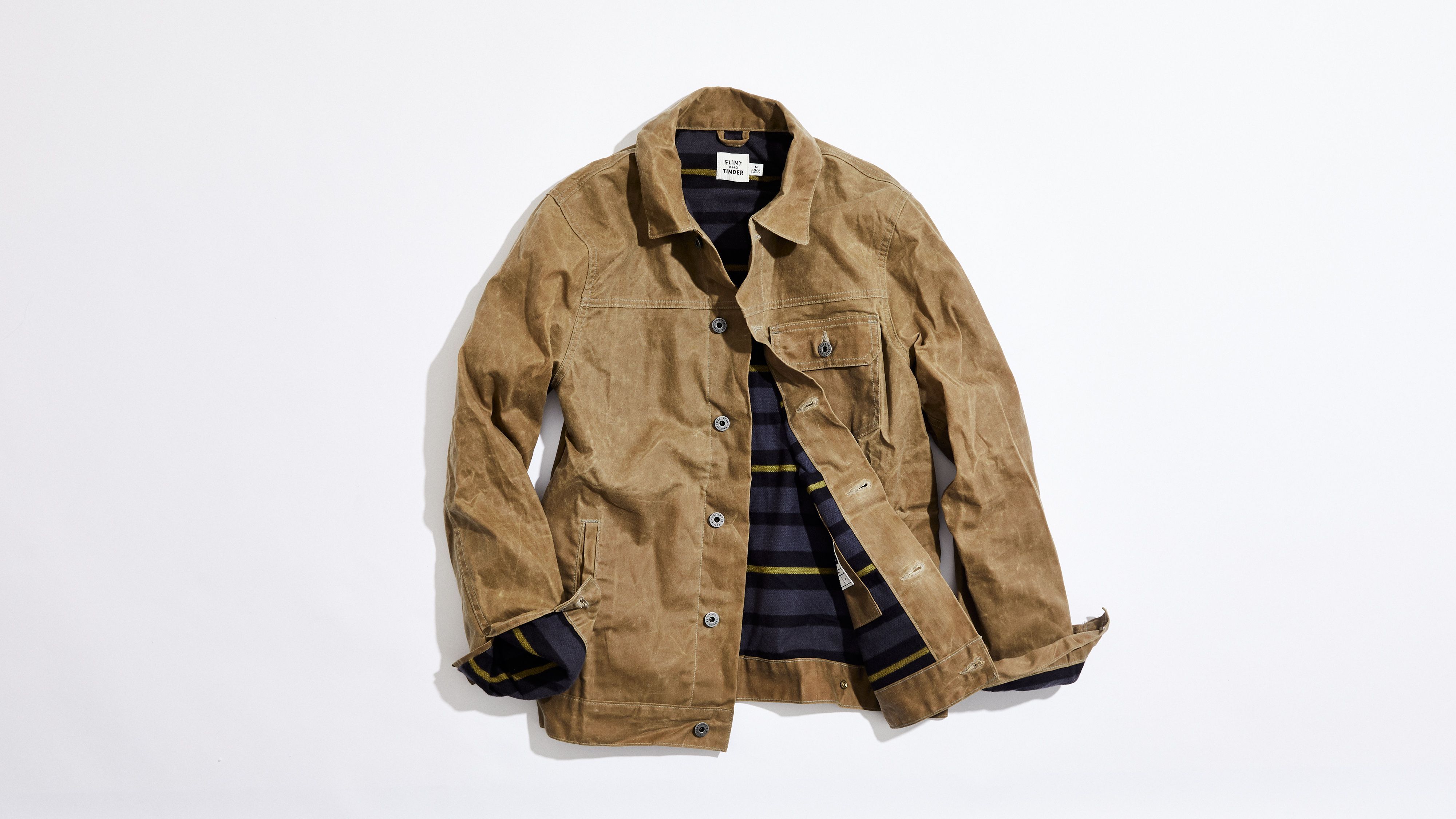 Flint and Tinder Flannel-Lined Waxed Hudson Jacket - Forest, Waxed Jackets