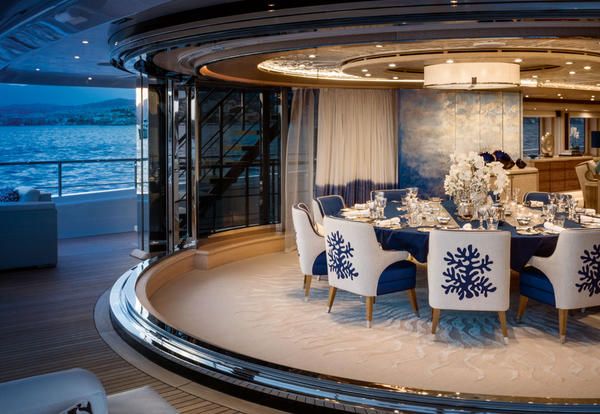 Luxury yacht, Yacht, Property, Room, Passenger ship, Interior design, Deck, Building, Boat, Ship, 