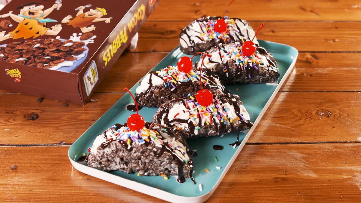 preview for Cocoa Pebbles Ice Cream Tacos Are As Perfect As They Sound