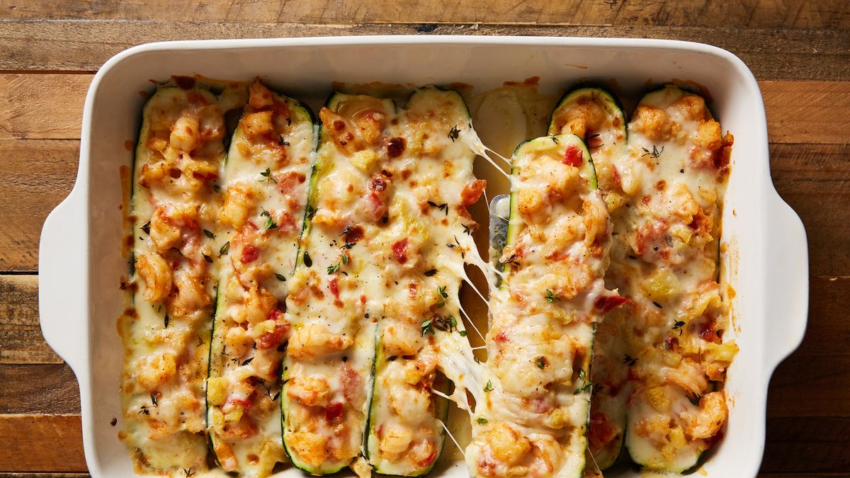 preview for Garlicky Shrimp Zucchini Boats Will Rock Your World