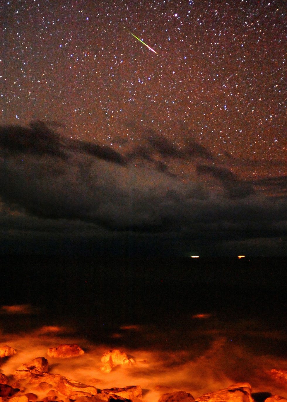 De Leoniden scheren door de lucht boven Kochi in Japan in 2009