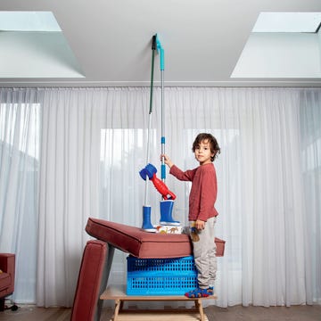 a child standing on a toy