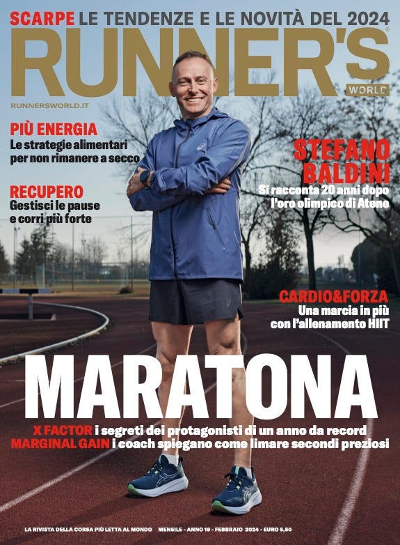 stefano baldini in copertina su runner's world