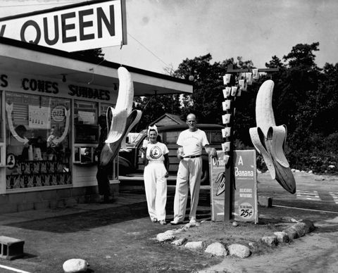 dairy queen arguably invented the banana shake    equipped with mascots banana burt and banana lil standing outside the restaurant with the memorable slogan, “drink a banana” year