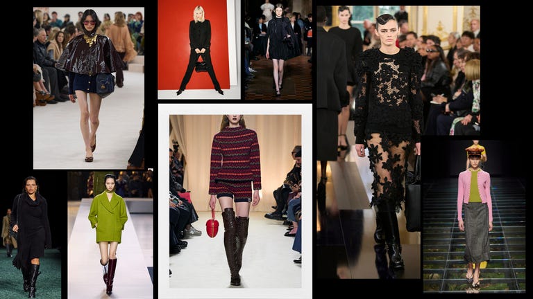 collection of fashion models showcasing various designs on a runway