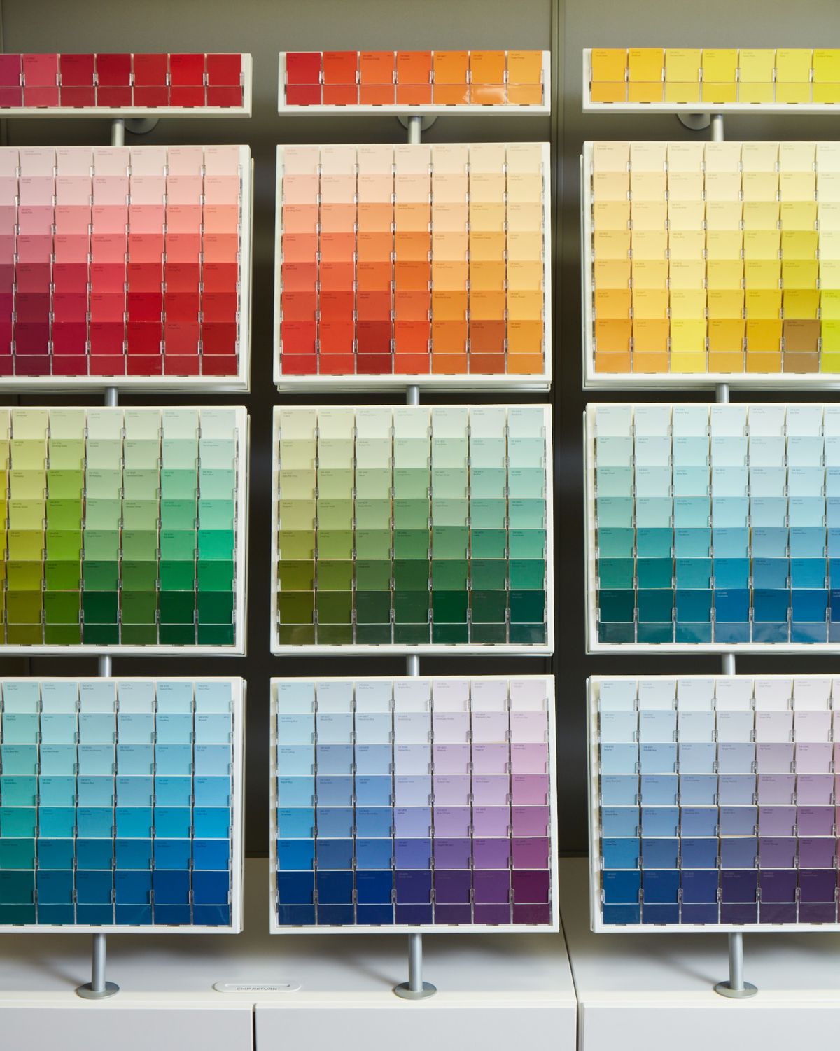 paint chip aisle at Sherwin Williams in New York City