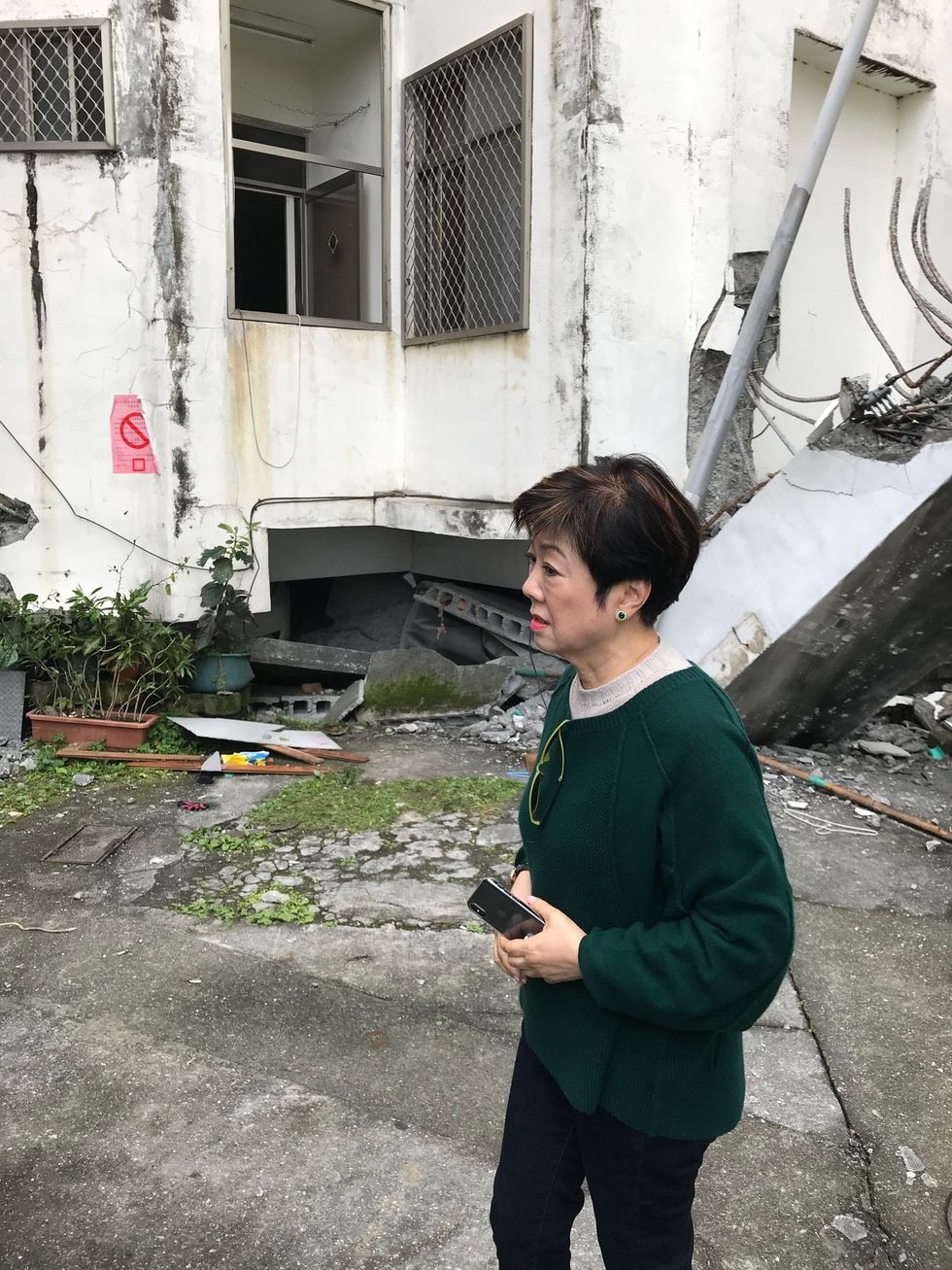 2018花蓮地震後，張淑芬再度前往現場援助。