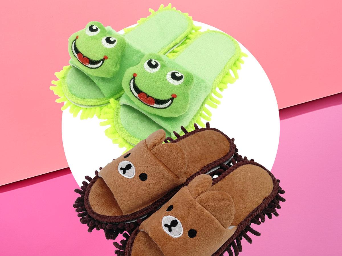 Selric Bear Super Chenille Microfiber Washable Mop Slippers Shoes for Kids,  Floor Dust Dirt Hair Cleaner, Multi-Sizes Multi-Colors Available 7 Inches
