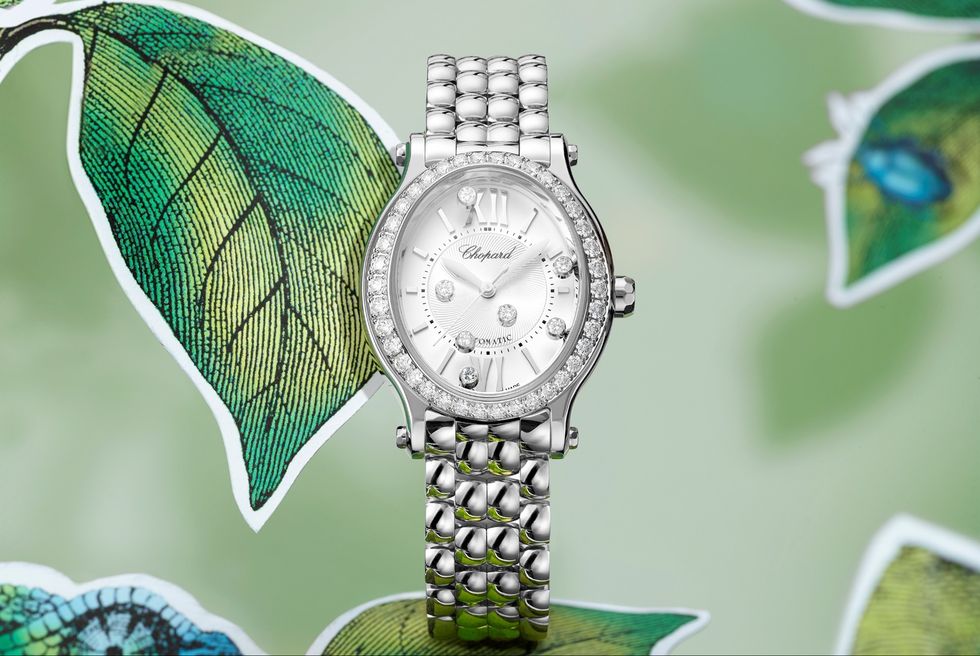 Chopard Happy Sport Oval腕錶，精鋼款式，配備鑲鑽錶圈，定價NT$ 504,000