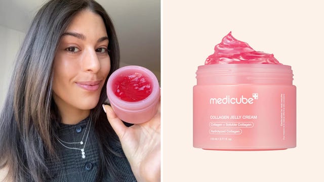collagen jelly cream in a jar held by a person