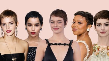 a collection of six women showcasing various hairstyles and elegant outfits