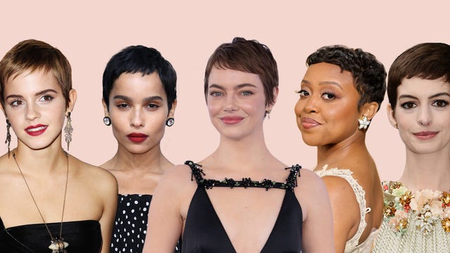 a collection of six women showcasing various hairstyles and elegant outfits