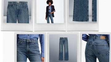 collection of denim jeans with various angles and styles