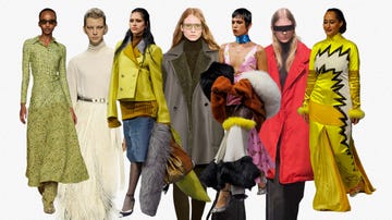 collection of fashion outfits displayed on models
