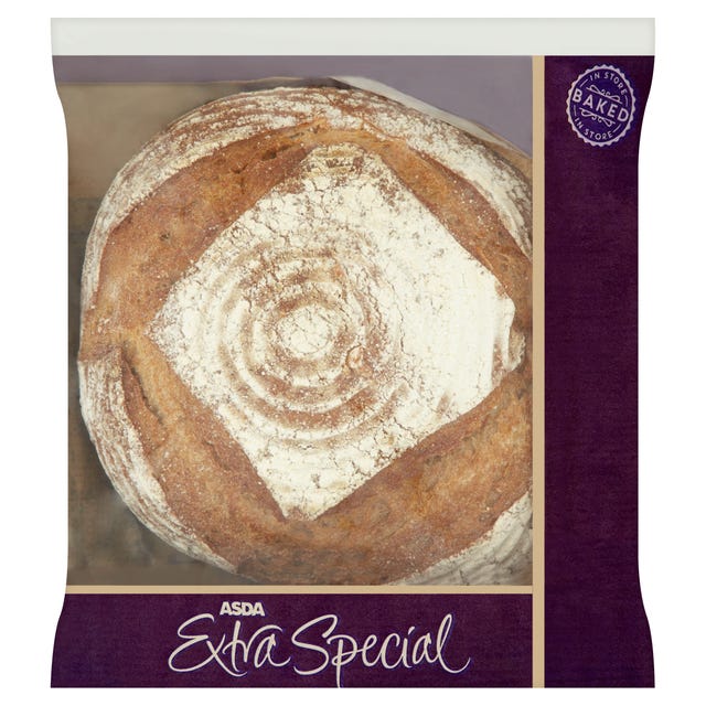 Asda extra special sourdough bread in purple packaging 