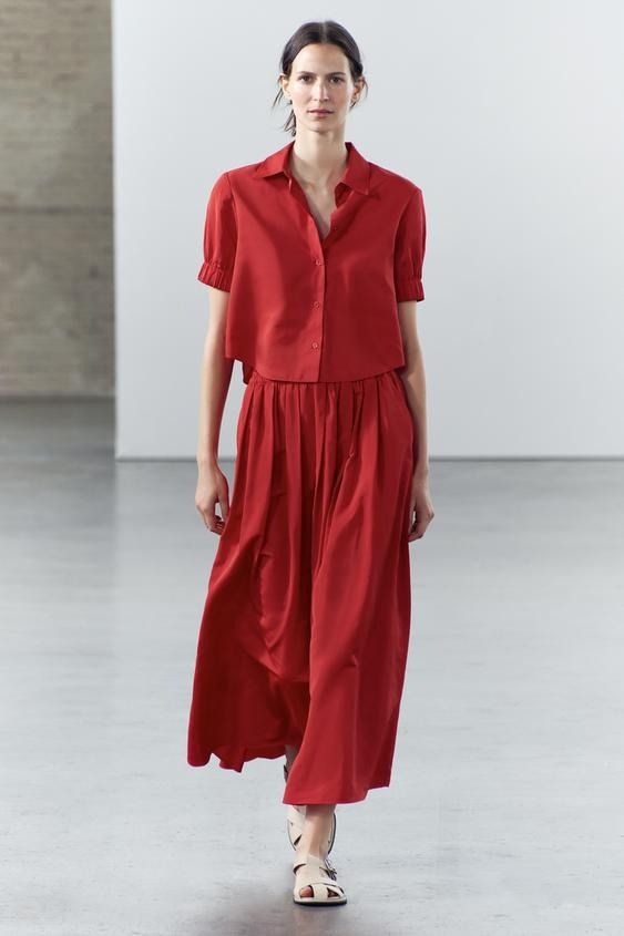 Camisa roja mujer zara sales