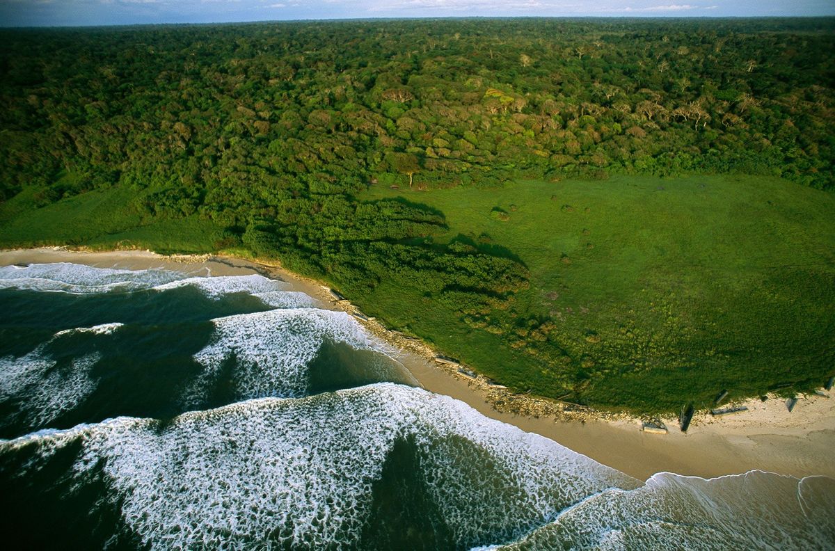 De Atlantische kust van het Nationale Park van Loango in Gabon wordt ook wel Het laatste paradijs van Afrika genoemd