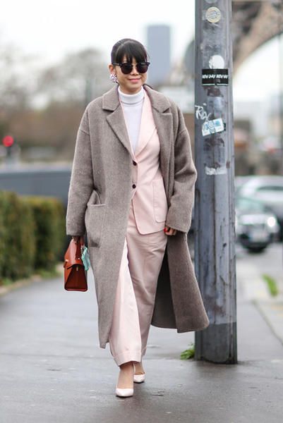 Clothing, Street fashion, Photograph, Fashion, Coat, Overcoat, Snapshot, Outerwear, Trench coat, Pink, 