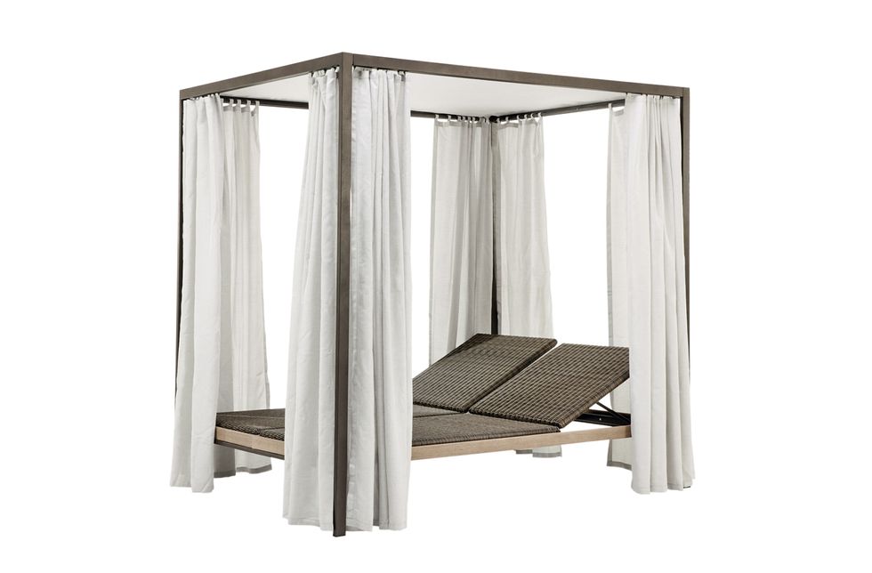 Furniture, Canopy bed, Table, Wardrobe, Room, Door, Beige, Wood, Rectangle, Mirror, 