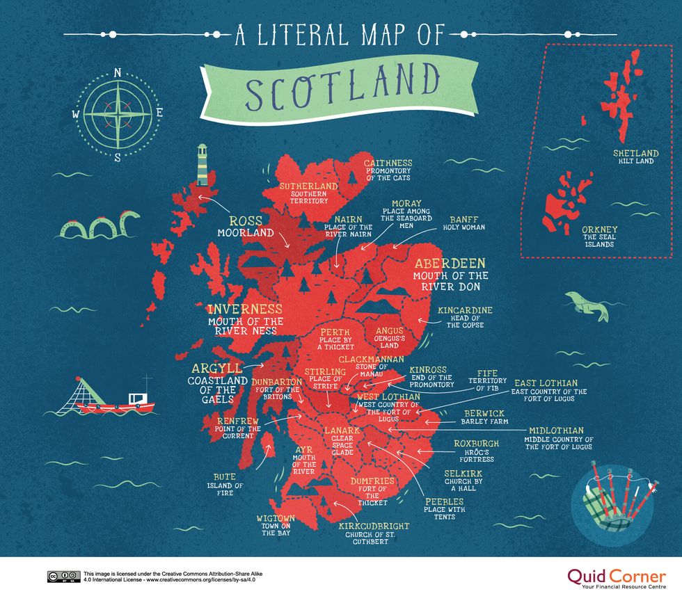 Literal Name Map Of Great Britain - Scotland - Quick Quid