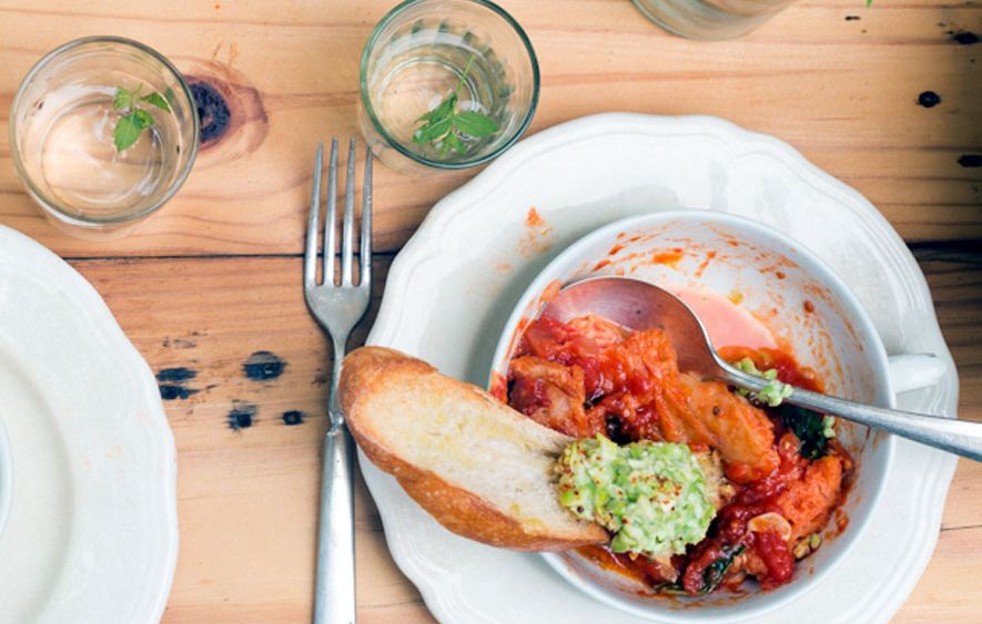 A plate with food still left on it